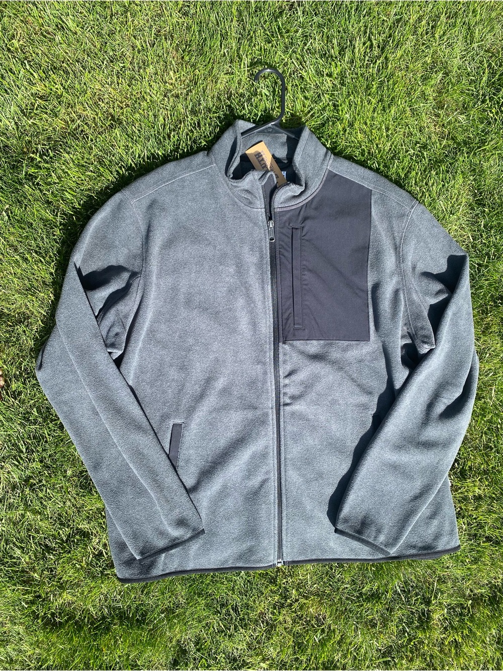 Men's Duluth Full-Zip Heather Gray Jacket with Black Chest Panel
